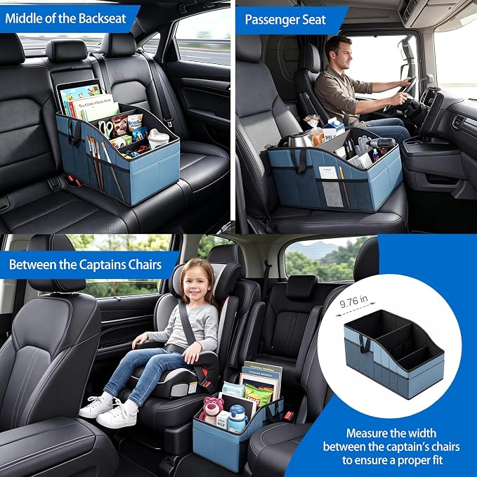 WHHMK Car Storage, Sturdy Leather Car Backseat Organizers, Bearing 10 Kg of Weight Automotive Front Seat Organizer, Floor Organizer and Storage Used for SUV Truck Van Toys Snack Water Bottles Holder