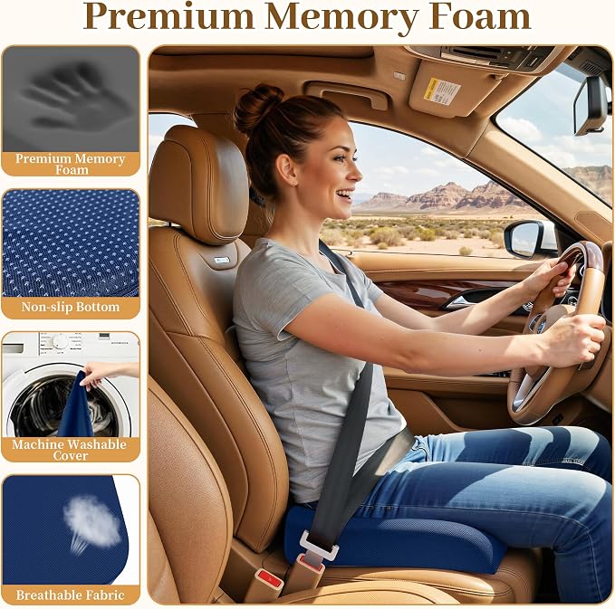 TranquilRelax XLarge Seat Cushion, Memory Foam Cushion for Long Sitting Hours on Office Chair, Home & Car, Non-Slip Chair Pad for Relieving Back & Sciatica & Hip & Coccyx Pain (Blue)