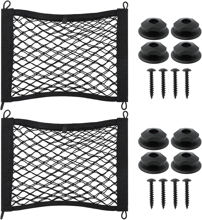 2 Pack Elastic Small Cargo Net Pocket with Hooks,Cargo Netting Bungee,Boat Storage,Trunk Net Organizer for Car,Truck Netting for Cargo(18.9x13.78 inches)