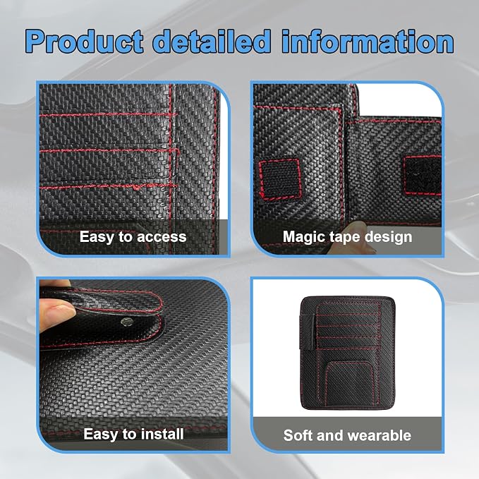 Augeny Car Sun Visor Organizer, Auto Visor Organizer and Storage, Registration and Document Holder, Vehicle Accessories for Sunglasses Document Card Pen Driver License (Carbon Fiber Red Line)