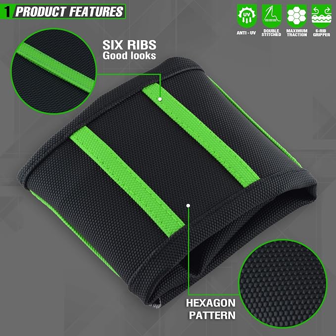 Universial Dirt Bike Seat Cover - Soft Ribbed Rubber Seat Covers for Motorcross Enduro Green