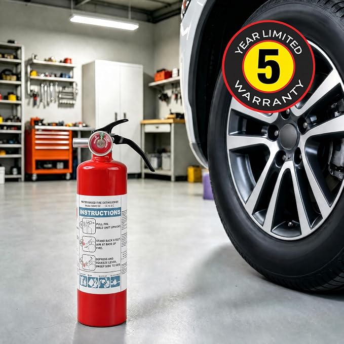 Safewayfire Pro 2.5 lb Fire Extinguisher for Home, 1A:10B:C, Water-Based | Fire Extinguisher for Kitchen, BBQ & RV, Low Mess, Easy Cleanup, Fights Grease, Liquid, Gas & Electrical Fires, 1-Pack