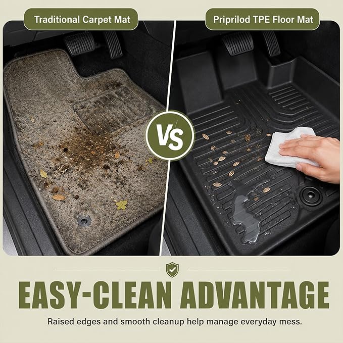 Priprilod Floor Mats+Trunk Cargo Liner Fit for Kia Soul 2014-2019 All Weather Protector TPE Floor Liners Custom Fit Car Mats Non-Slip