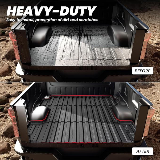 LASFIT Truck Bed Mat 2019-2026 for Chevrolet Chevy Silverado 1500 | GMC Sierra 1500 (Only Fit 8.2FT Bed), Bed Liner for Chevy Silverado GMC Sierra 1500, Not Fit Optional CarbonPro Bed