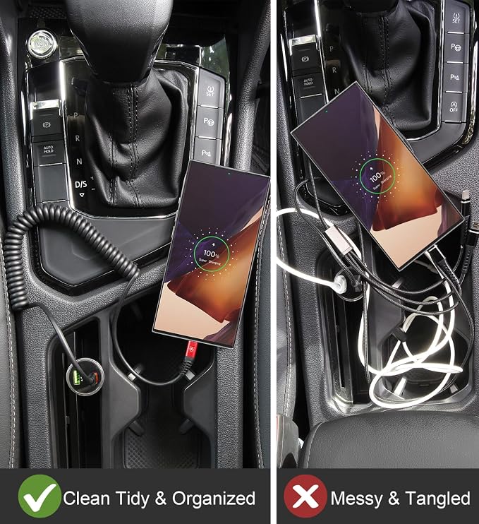 Coiled USB C Cable for Car 3FT&6FT USB C to C Fast Charging Cable CarPlay | Android Auto USB Type C Cord iPhone USB C Cable Compatible with iPhone 17/16/15/Pro Max/Plus/Samsung Galaxy S26 nd More-Red