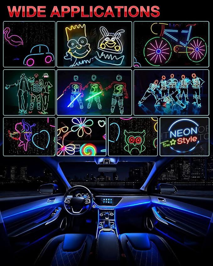 Interior Car LED Strip Lights 12V RGB LED Ambient Lighting, USB Fiber Optic Lights 5M 16 FT Interior Car Lights with for Decorative Accessories