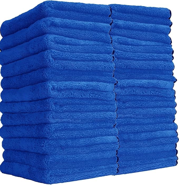 Chemical Guys, Professional Microfiber Towels, 16 x 16 in, Blue, 24 Pack | Ultra-soft, scratch-free towels to buff wax, dry panels and clean glass and interiors, machine washable