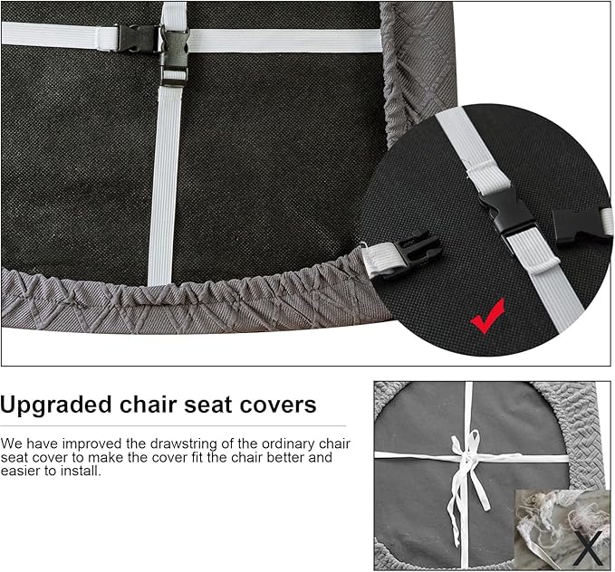 Genina Waterproof Seat Covers for Dining Room Chairs Covers Dining Chair Cover Kitchen Chair Covers (Dark Gray, 4 Pcs)