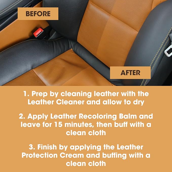 Furniture Clinic Leather Complete Restoration Kit | with Leather Recoloring Balm, Cleaner, 2-in-1 Protection Cream & Conditioner, Sponge, and Cloth | Repair Kit for Furniture (Maroon)