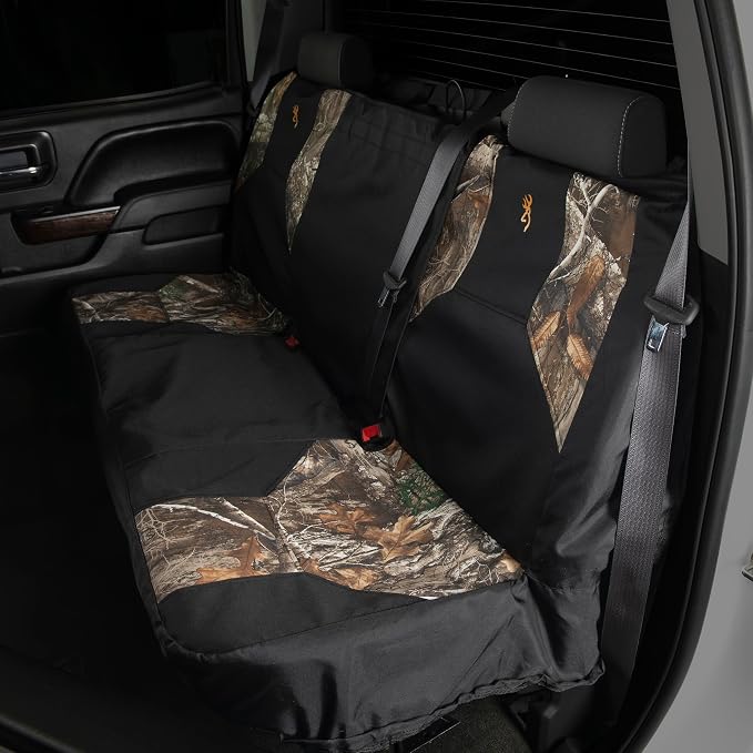 Browning Universal Bench Seat Covers, Water and Dirt Resistant Car, Truck, and SUV Bench Seat Covers, Excursion (Realtree Edge)