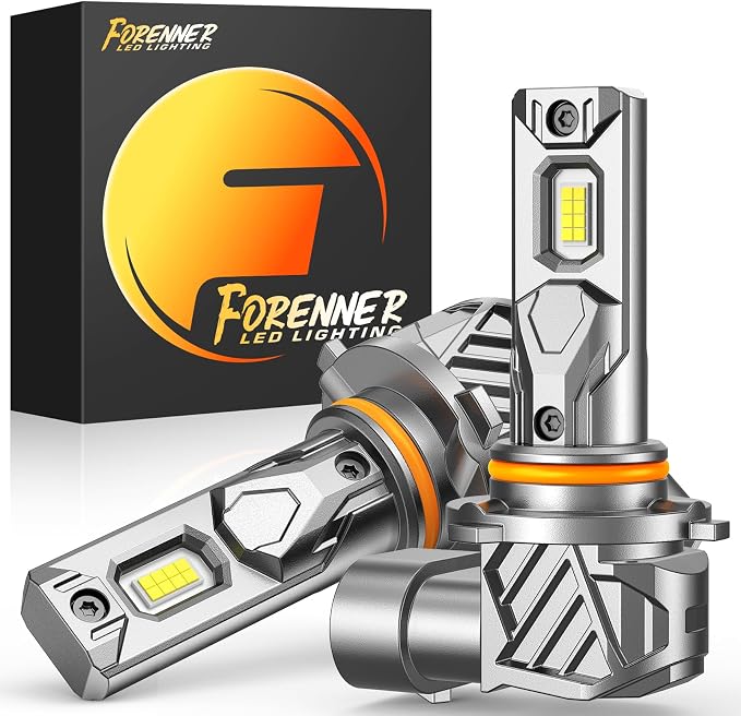 FORENNER 9005/HB3 Light Bulbs, 900% Ultra-Brighter, 6500K Cool White, 1:1 Mini Size 9005 Fog Light Bulbs, 10-Year Lifespan, Plug-N-Play Direct Fit, IP68 Waterproof, 2-Pack.