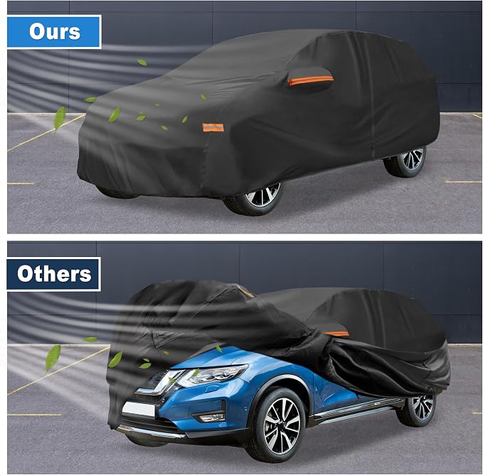 ACROPIX Car Cover Waterproof All Weather Full Exterior Cover Rain Hail Sun Protector Car Cover Black Fit for Nissan X-Trail 2010-2024 with Door Zipper - Pack of 1