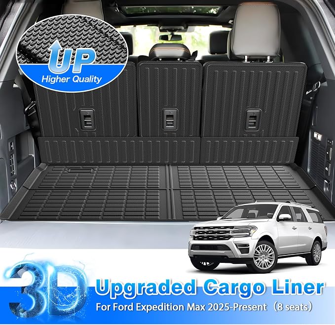 Cartist Floor Mats for Ford Expedition Max 2025 2026 (Only for 8 Seats), All Weather Cargo Liner for Expedition Max Accessories, Heavy Duty Car Mats, Car Accessories