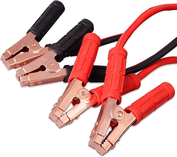 Cartman 1 Gauge 25 ft Heavy Duty Jumper Cables with Carry Bag | Rubber-Insulated Corrosion-Resistant Clamps, CCA Conductors, Cold-Resistant TPR Jacket