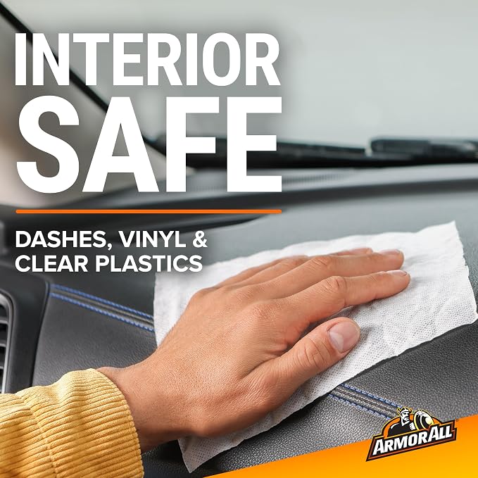 Armor All Interior Car Cleaning Wipes, Canister, Powerful Cleaning for Dashboards, Vinyl, Clear Plastics, Carpet and Fabric, 25 Count (Pack of 6)
