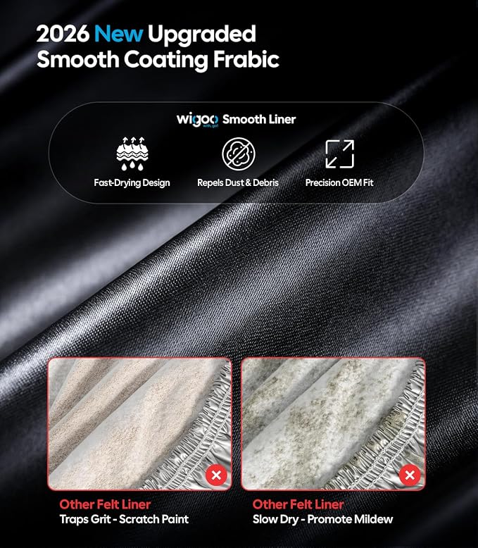 Wigoo GMC Sierra 1500 2500 3500 Truck Car Cover Accessories 2019-2026, Custom Fit Waterproof All Weather Outdoor Pickup Cover, Windproof UV Rain Snow Dust Protection, Door Zipper, Reflective Strips