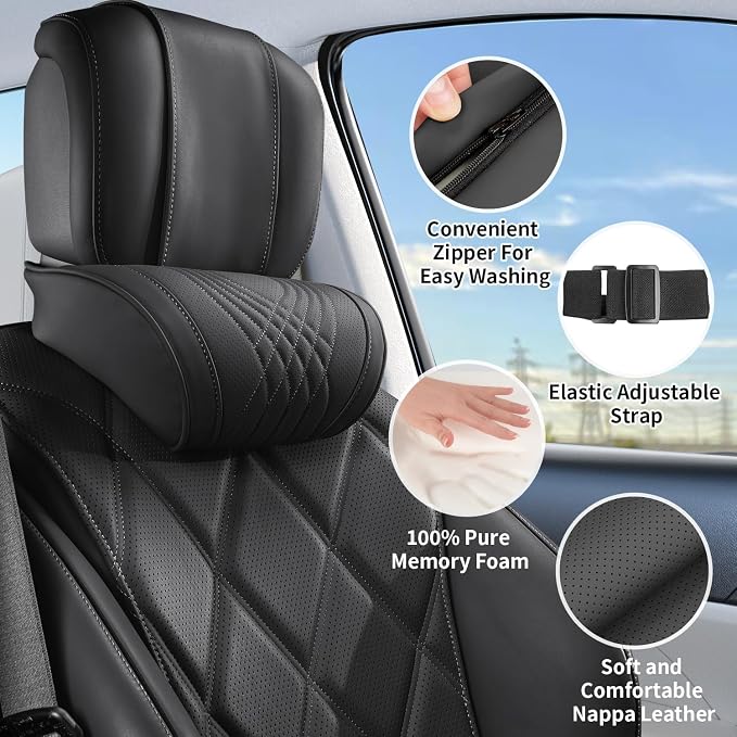 Car Neck Pillow for Driving Memory Foam Headrest for Most Cars SUV Home Office Traveling
