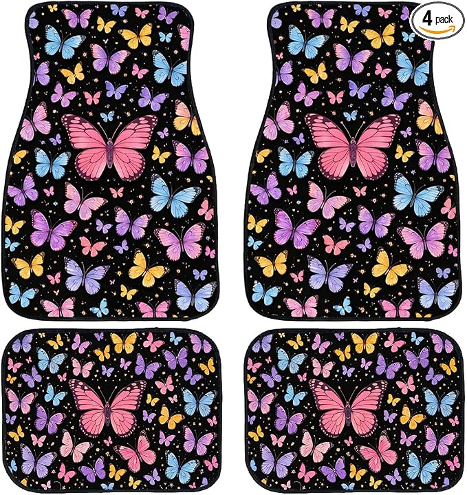 Aurora Car Floor Mats Colorful Northern Light Pine Forest Sky Carpet Front Rear Carpets Mat Decorative Car Floor Carpets Non-Slip Auto Car Accessories Universal Fit Car Accessories for Truck