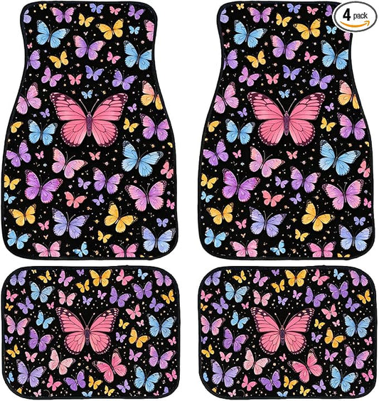 Aurora Car Floor Mats Colorful Northern Light Pine Forest Sky Carpet Front Rear Carpets Mat Decorative Car Floor Carpets Non-Slip Auto Car Accessories Universal Fit Car Accessories for Truck