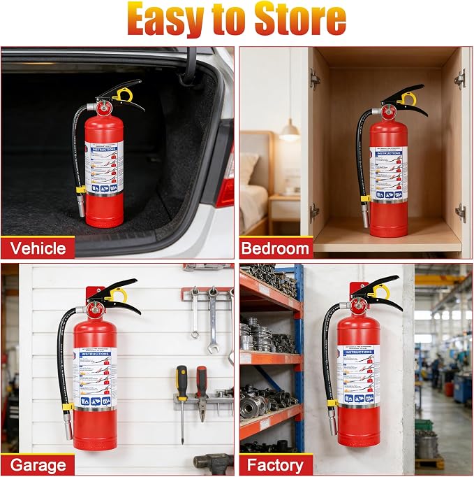 5 lb ABC Dry Chemical Fire Extinguisher with Wall Mount, 2A:10B:C Rated | All-Metal Valve, Quick-Release Bracket, 2 Pack Large Fire Extinguishers for Home, Garage, Factory, Car, Truck, Vehicle, Boat
