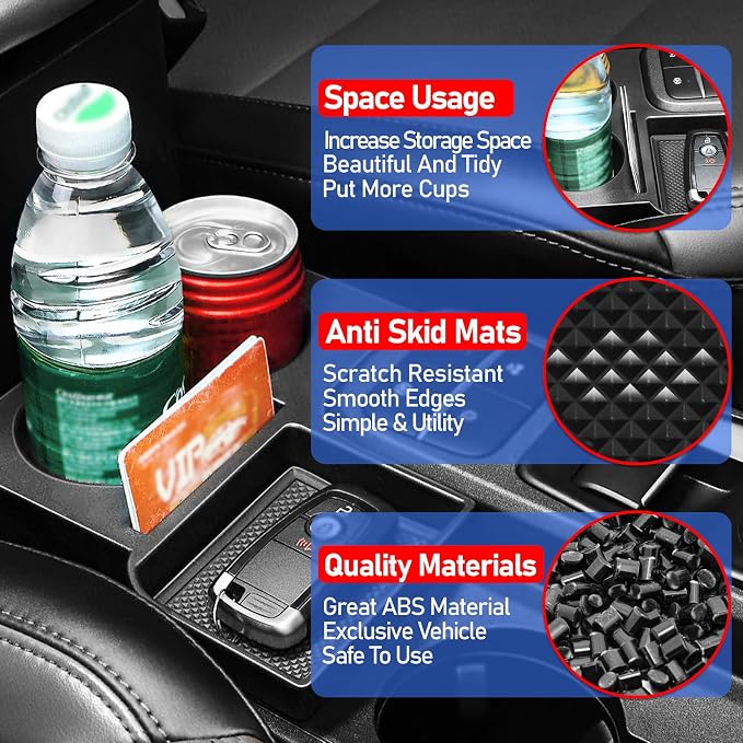 Front Cup Holder for Ford Maverick 2025 2024 2023 2022,Upgraded Dual Drink Holder Storage Organizer for Maverick Interior Accessories,Front Seat Armrest Box Insert Expander Water Bottle Holder