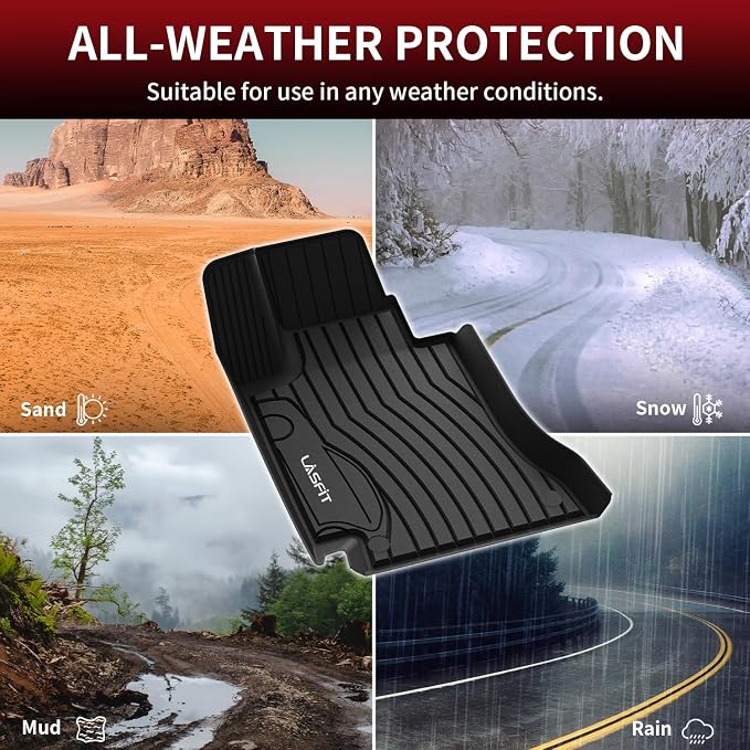 LASFIT Floor Mats for Mercedes Benz C Class 2015-2021 C300 /C400 /C350e /C43 AMG /C63 AMG/ C63 AMG S (Fit Sedan, Not Fit Coupe & Cabriolet), All Weather TPE Car Mats for C Class, 1st & 2nd Row Mats