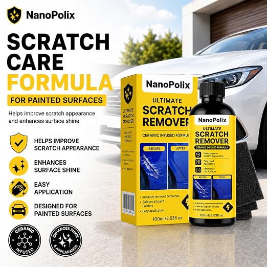 Scratch Remover, Car Paint Repair Paste for Light Scratches, Swirl Marks, Scuffs & Water Spots, Polishing Compound Restores Shine, Safe for All Paint Colors, 100ml with 3 Cloths (2)