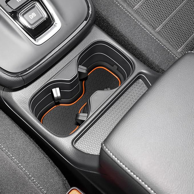 for Honda CRV Accessories 2023 2024 2025 2026 3D Cup Holder Center Console Liner Inserts Silicone Anti-dust Mat Pad Interior Decoration (2 Pcs, Orange Trim)