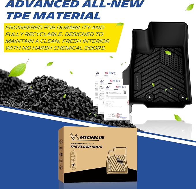 Michelin Vehicle Mats, Premier Series All-Weather TPE Custom Fit Liner for 2021-2026 Jeep Grand Cherokee L 6-Seat with Center Console Floor Mats, Not Fit 7-Seat (6 Piece)