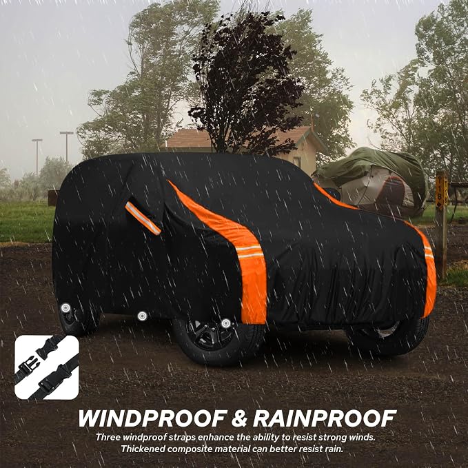 10-Layer Compatible with Jeep Cover Waterproof 2 Door All Weather for Automobiles, Soft Cotton Lining Outdoor Full Covers with Door Zipper, Universal Fit for Wrangler CJ YJ TJ JK JL