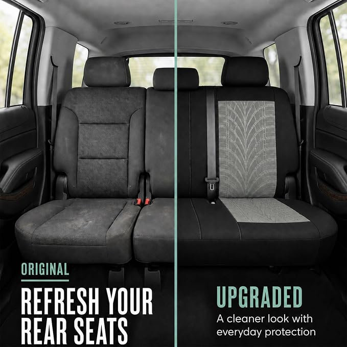 FH Group Rear Set Travel Master Car Seat Covers - Universal Fit, Split Bench Rear Seat, Washable, for SUV, Sedan, Gray