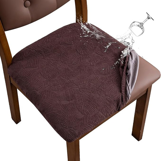 Waterproof Seat Cover for Dining Room Chair Seat Covers Washable Kitchen Chair Seat Slipcovers Protector (Chocolate, 6 PCS)