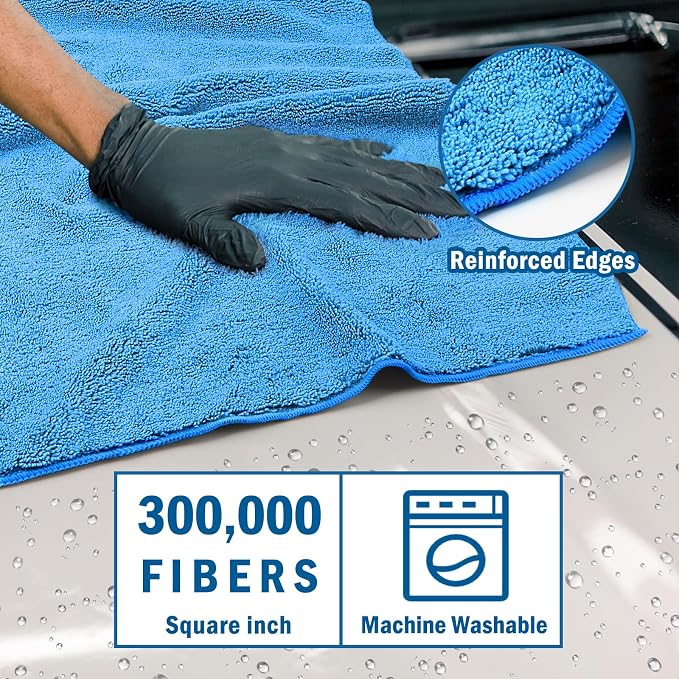HOMEXCEL Car Drying Towels, 2 Pack Professional Microfiber Towels for Cars, Scratch-Free, Highly Absorbent Drying Towel for Cars, SUVs, RVs, Trucks, and Boats, 31 x 24 inch, Blue
