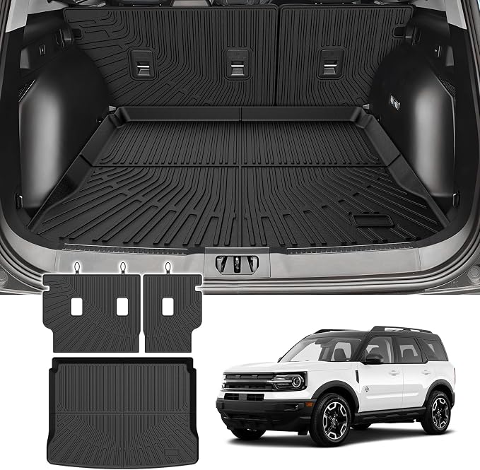 Bronco Cargo mat - Trunk Mat for Ford Bronco Sport 2021-2026(Only for Sport), All Weather Trunk Mat & Backrest Mat for Bronco Accessories, Heavy Duty Rubber Mats, Car Accessories