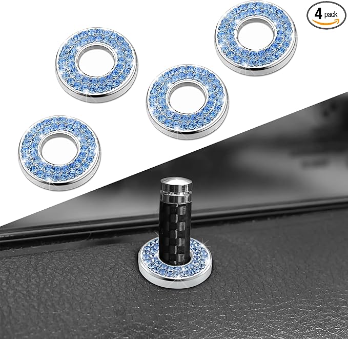 4PCS Bling Car Inner Door Lock Covers, Bling Car Accessories, Crystal Auto Decals for Women Girls, Sparkly Rhinestones Auto Door Bolt Decorations Compatible with B-e-n-z A/B/C/D/E Class