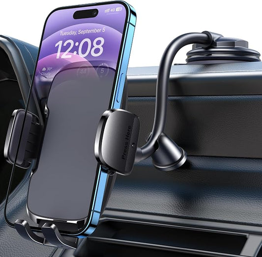 GUWEZ Phone Mount for Car Holder 6.2IN Windshield Dashboard Mounting Kits [Washable Strong Suction Cup] Cell Phone Holder Car Mounts for All iPhone Android Smartphone