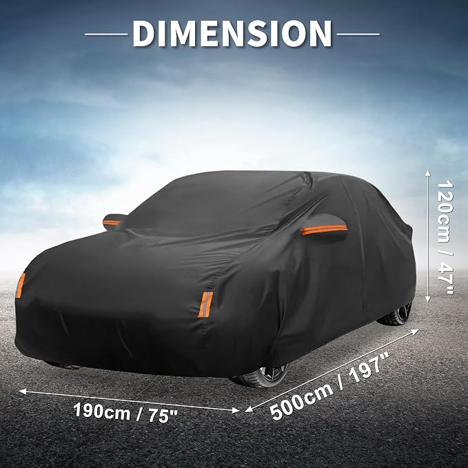 X AUTOHAUX Car Cover for Honda Accord Sedan/Coupe 210D-PU Outdoor Full Car Cover All Weather with Door Zipper for Waterproof Windproof Sun Rain Snow Protection