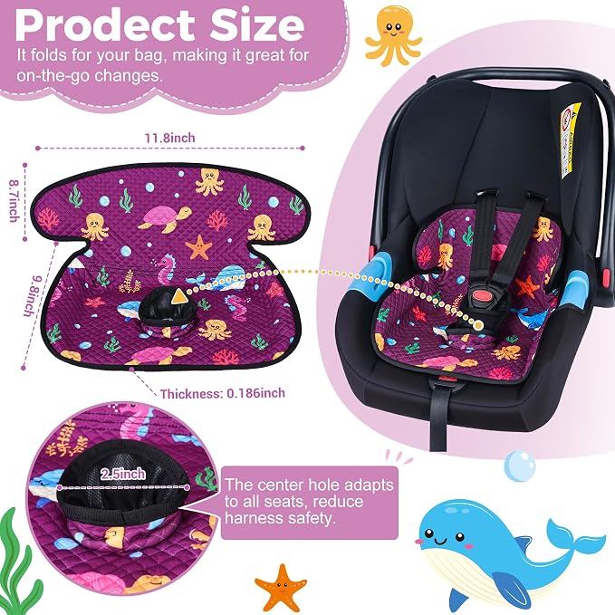 Piddle Pad Car Seat Liner, Waterproof Soft Car Seat Protector for Potty Training, (Purple Ocean, 2PC)