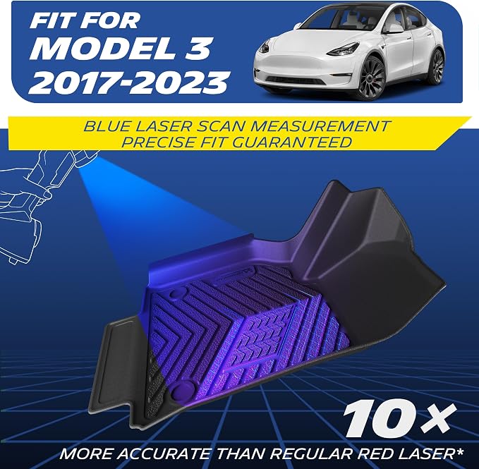 Michelin Vehicle Mats, Premier Series All-Weather TPE Custom Fit Liner for 2017-2023 Tesla Model 3 Floor Mats (3 Piece)