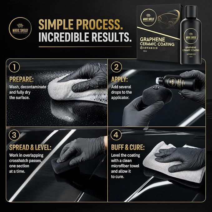 Magic Shield Graphene Coating for Cars │ Self-Healing, 5+ Years Durability │ Advanced SiO2 Ceramic Protection - High Gloss, Anti-Scratch - Perfect for Cars, Motorcycles, Marine, and RVs