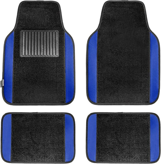 FH Group Automotive Floor Mats – Universal Fit Premium Carpet Car Mats with Driver Heel Pad, Full Set for Cars, SUVs & Trucks - Blue