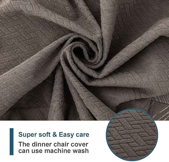 Genina Waterproof Seat Covers for Dining Room Chair Covers Set of 8, Stretch Jacquard Kitchen Parson Chair Slipcover Protector