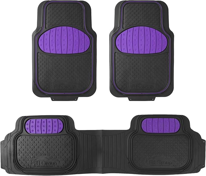 FH Group Car Floor Mats - Heavy-Duty Rubber Floor Mats for Cars, Universal Fit Full Set, Trimmable Automotive Floor Mats, ClimaProof Floor Mats For Most Sedan, SUV, Truck Floor Mats Purple