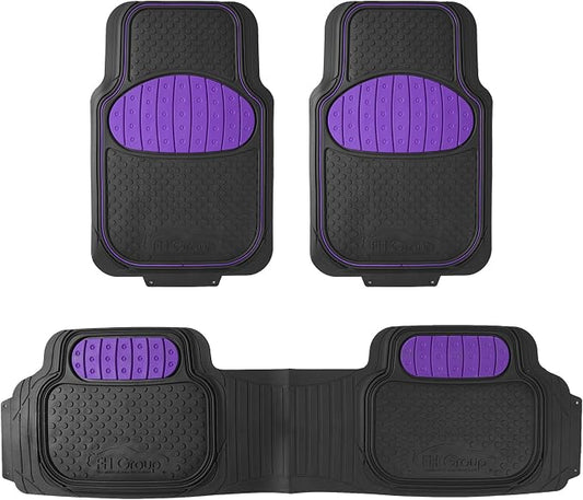 FH Group Car Floor Mats - Heavy-Duty Rubber Floor Mats for Cars, Universal Fit Full Set, Trimmable Automotive Floor Mats, ClimaProof Floor Mats For Most Sedan, SUV, Truck Floor Mats Purple