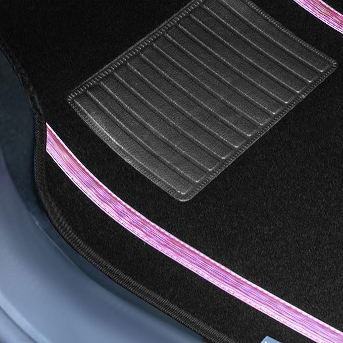 FH Group Universal Fit Car Floor Mats – All-Purpose Carpet Floor Mats & Protectors for Cars, SUVs & Trucks, Durable Automotive Carpet Mats, Pink & Black