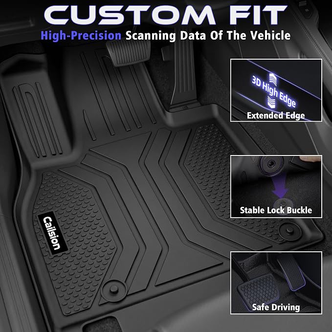Floor Mats for 2020-2025 Kia Telluride 7/8 Seats (Not for 2027) | All Weather TPE Custom Fit Floor Liner, Cargo Liner, Backrest Mats & Door Sills for Kia Telluride 7/8 Seats Accessories