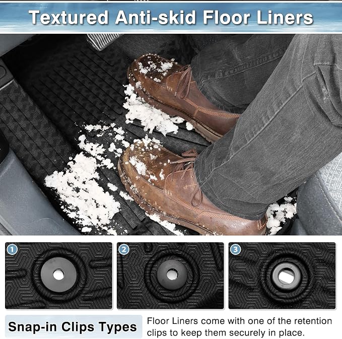 Mixsuper Custom Fit Floor Mats for Ford Maverick 2026 2025 2024 2023 2022 (Only Fits Hybrid Models) All Weather Floor Liners 1st & 2nd Row Set Black