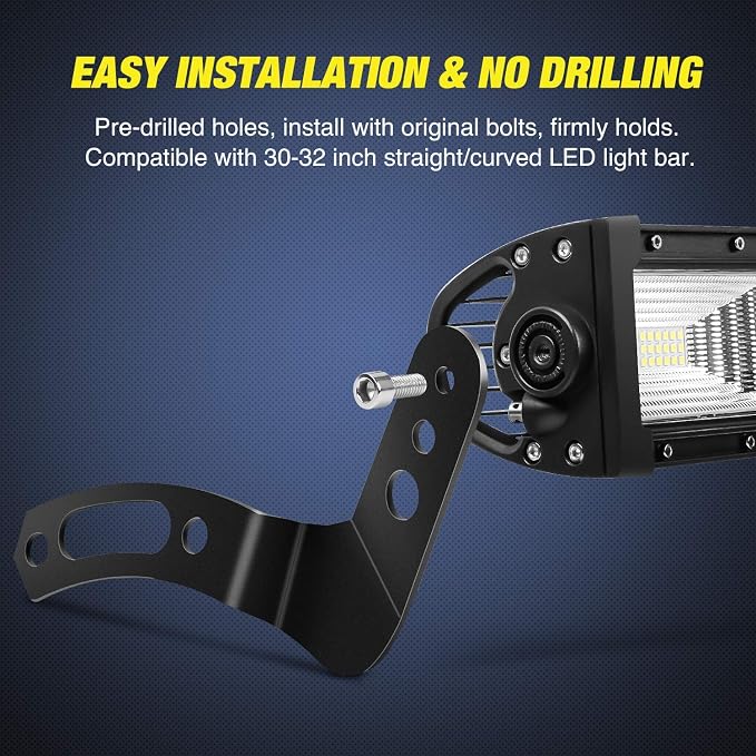 Nilight - 90039B 30-32 Inch Upper LED Light Bar Roof Mount Brackets for UTV POLARIS RZR 900 1000 800, 2 Years Warranty, Black, 2PCS