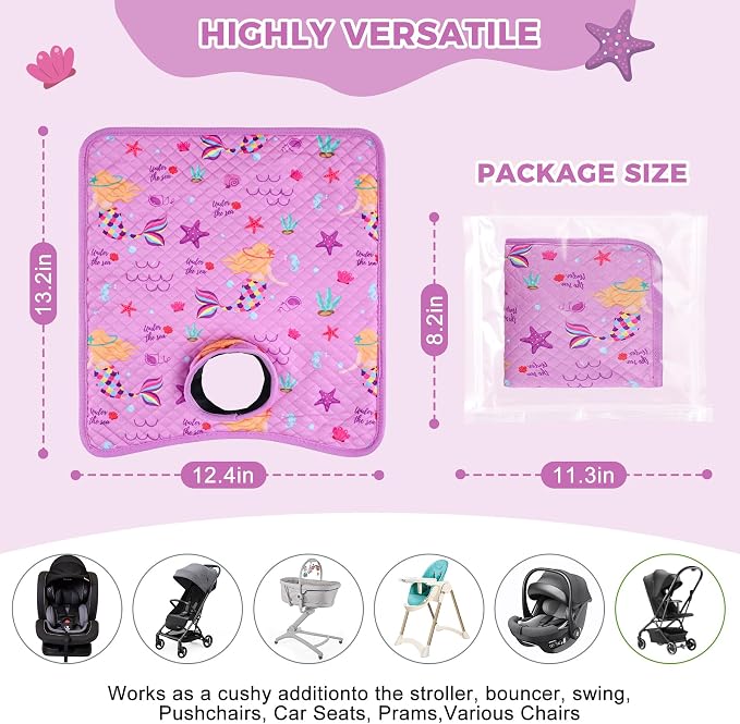 Car Seat Protector for Potty Training, 2 Pack Waterproof CarSeat Liner Toilet Training for Baby Infant Toddler, Dry Seat Piddle Pads Cover for Strollers (Mermaid Purple)