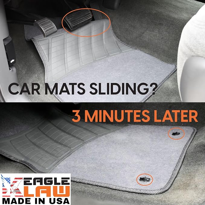 Eagle Klaw 2.0 Floor Mat Clips (8 Sets) for Car Mats and Floor Liners - Made in USA Car Accessories - Beige - 4 Car Floor Mats kit + 3/8" Cutter